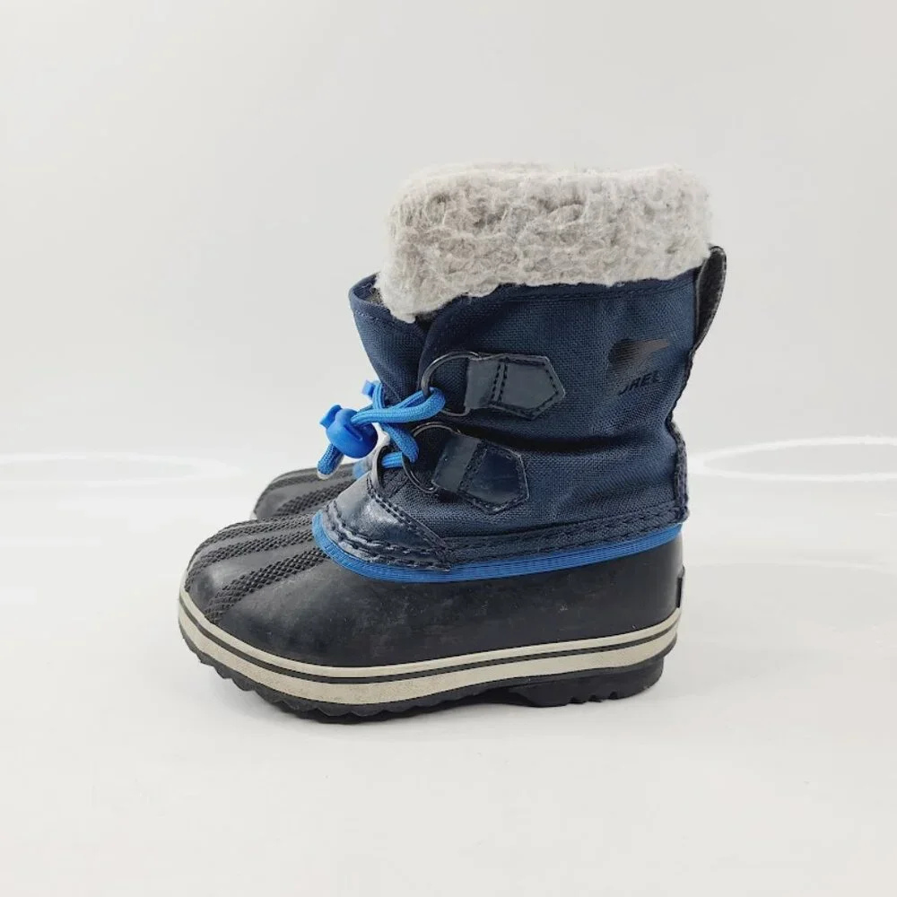Sorel Boy's Blue Black Yoot Mac NC1962-465 Fur Ankle Winter Snow Boots Size 9‎